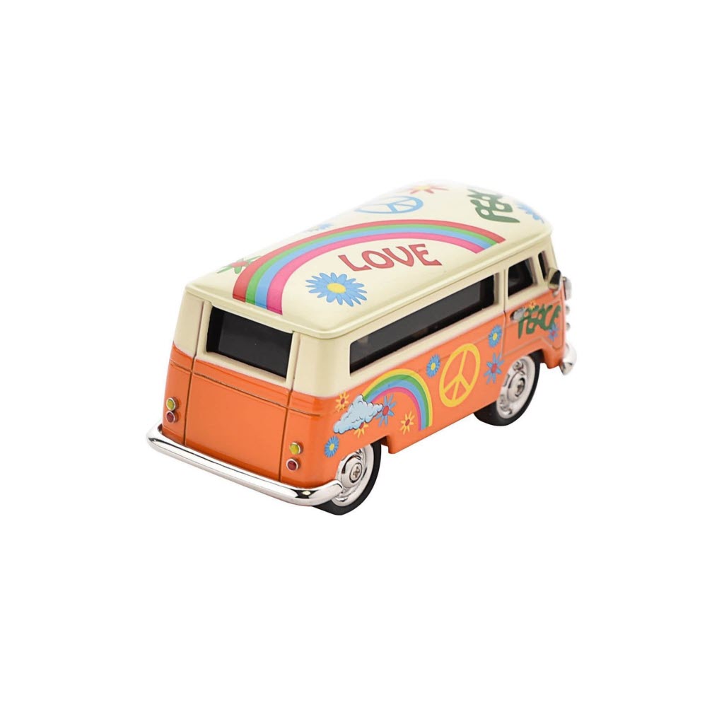 Campervan miniature clock by William Widdop - orange